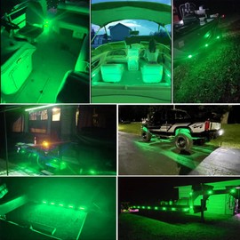 NBWDY 8Pcs Green LED Side Marker Light Truck Trailer Light Front Rear Turn Signal Tail Clearance Indicators Stop Warning Running Lights for 12-24V Auto Car RV Camper ATV Boat Deck transom