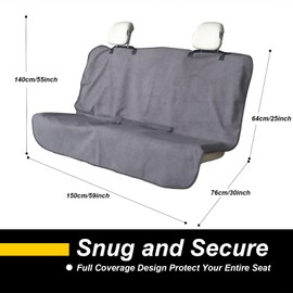 LoyaGour Back Seat Cover for Car Trucks Van SUV,Waterproof Rear Bench Towel Seat Covers for Dogs and Kids,Automotive Backseat Protector (Grey)