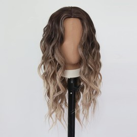Towarm Ombre Blonde Wigs for Women Long Wavy Synthetic Wigs for Women Middle Part Glueless High Temperature Fiber Cosplay Daily Wear Wig (YKW 245)