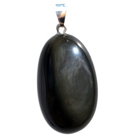 Genuine Gemstone Jewellery Pendant for Men and Women, Tumbled Stone Pendant 925 Silver for a Chain, Stone Pendant, Healing Stone Jewellery (Rainbow Obsidian), Gemstone, Rainbow Obsidian