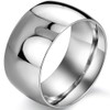 Fashion Month Men's 12mm Classic Silver Titanium Stainless Steel Ring