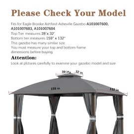 SCOCANOPY Replacement Cover Fit for 10X12 Ft Eagle Brooke Soft Top Gazebo Model A101007600, A101007603, A101007604,(Gray)