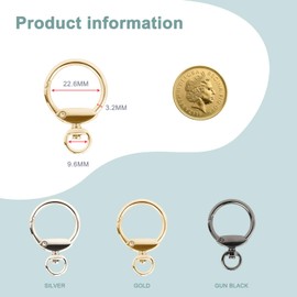 12pcs Round Spring Snap Hooks Swivel Ring Carabiner Clips Eyelet O Rings Buckle for Bags Belts Keychain Purses DIY Accessory (Gun Black)