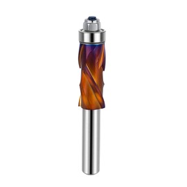 SpeTool Coated Flush Trim Router Bit 1/2 Shank Up&Down Compression, Bottom Bearing Extra Long Flush Cut Template Pattern Router Bit for Woodworking Trimming