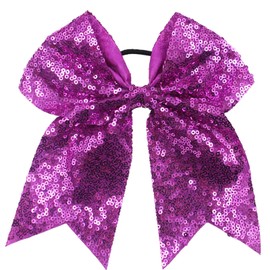 Xansema Lazos para el pelo con lentejuelas de 6.5 pulgadas, cinta elástica para el pelo, lazo grande para coleta de caballo, banda para el pelo para mujeres, niñas, niños y adolescentes (morado)