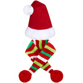 2 Pieces Christmas Pet Dog Santa Hat Pet Santa Scarf for Christmas Pet Dogs Cats Dressing Up Supplies (S)