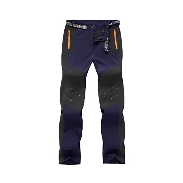 TBMPOY Men's Outdoor Quick-Dry Lightweight Waterproof Hiking Mountain Pants(Navy,US 32)