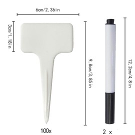 Pack of 100 Plant Signs, Reusable White Plastic Signs for Labelling, Plastic, for Flowers, Herbs, Seeds, Vegetables, Weatherproof (White)