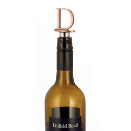 Wine Stoppers,Reusable Wine Bottle Stoppers,Stainless Steel Letter Wine Stopper, Food Grade Silicone Material Decorative Wine Stoppers Funny Gift -Bronze Color (Letters D)