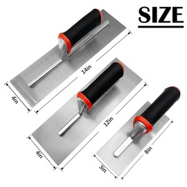 WYXDSDEV Drywall Flat Trowel 3pcs Kit, Carbon Steel Finishing Masonry Trowel Set, Soft Handle, Plastering Trowel for Sheetrock Wallboard Plasterboard