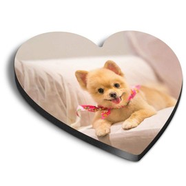 1 x Heart MDF Magnets - Cute Pomeranian Dog Puppy 21423