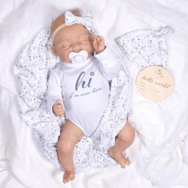 Paradise Galleries® Realistic Reborn Baby Doll, Ping Lau - Sculptor and Artist Designer Doll Collection, 18" Doll w/ 5 Piece Accessories Include Pacifier, Special Birthday Gift, Ages 3+ - Hello World