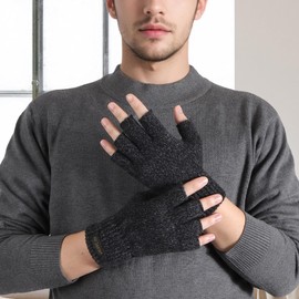 Fingerless Gloves Men - Wool Thermal Fleece Knit Mitten Warm and Comfortable Ideal for Outdoor Activities