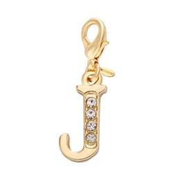 SENFAI18K Gold Plated 26 Alphabet English Letters Crystal First Initial Name Charms Keychain DIY Clothing Decoration Pendant for Bag,Purse Wallet, Bracelet,Necklace,Zipper Puller (J1)
