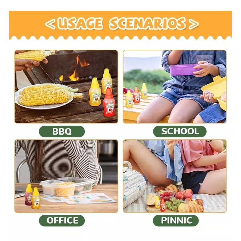 KFMX 2pcs Frascos Catsup Moztaza Mini Lunch Oficina Viajes 20ml