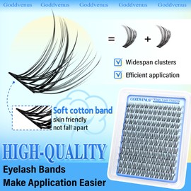 Goddvenus Lash Clusters 10-16mm Cluster Eyelash Extensions Wispy Natural Individual Lashes 144pcs Lash Extension DIY Soft Comfortable Eyelash Clusters with Cotton Band