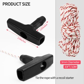 4-Piece Pull Start Cord Kit with 10-Meter Rope, Diameter 3 Mm， Ideal for Garage Door Cable Replacement, Small Engines, And Attic Pull down Systems, Compatible with Lawn Mowers, Chainsaws, And Trimmers