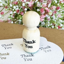 Mini Rubber Stamp Thank You, Ink Stamp for Cards Envelopes, Wooden Greeting Stamp, DIY Tags Crafts, Wedding Thank You Crafts