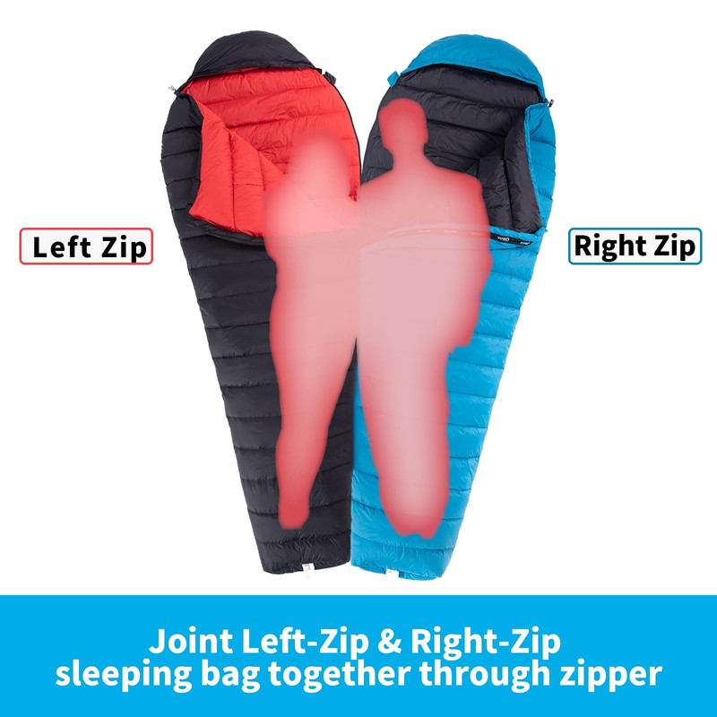 QEZER Down Sleeping Bag, Only 820 g, Lightweight Sleeping Bag,