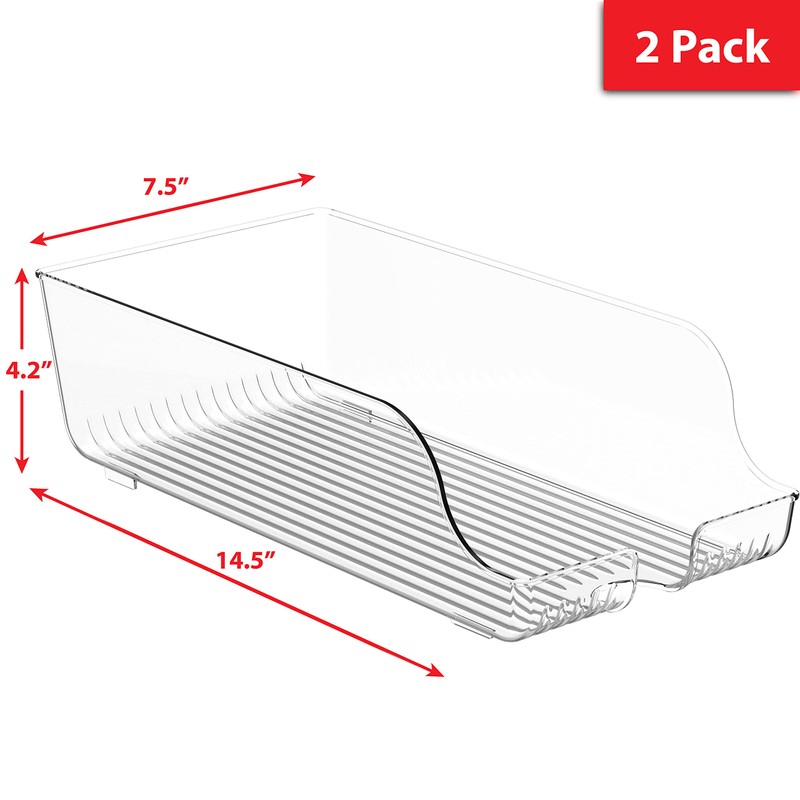 Simple Houseware Skinny Can Organizer for Pantry/Refrigerator, Clear, Set of
