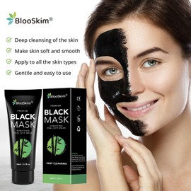 Blueskin Blackhead Remover Mask for Face: Black Peel Off Face Mask - Charcoal Refreshing Vegetable Formula for Oily and Combination Skin 2.8 floz Size / 얼굴용 블루스킨 블랙헤드 리무버 마스크: 블랙 필 오프 페이스 마스크 - 지성 및 복합성 피부용 숯 상쾌한 식물성 포뮬러 2.8 floz Size