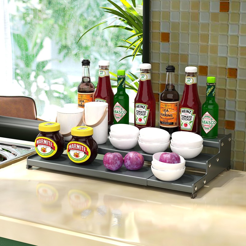 Jojocross Spice Rack Organizer for Cabinet, 3 Tier Expandable Spices