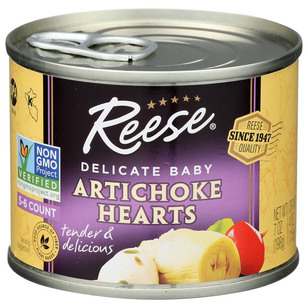 Reese Delicate Baby Artichoke Hearts Non GMO, 7 Ounce (Pack of 12)