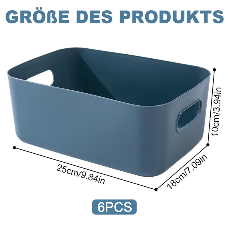 wintfarm Pack of 6 Plastic Storage Boxes, Storage Boxes with