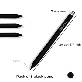 Tek Styz Pro Capacitive Resistive Stylus Universal 2 in 1 Compatible with Raspberry Pi 4 Model B+ High Sensitivity & Precision Full Size 15 Pack! (Black)