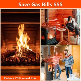 Dual Log Burner Fan, 10 Blades Stove Fan, Silent Operation Fan for Wood Burning Stove, Woodburner Fan for Wood/Log Burners/Fireplace Fan/Increased Efficient for Large Room Heat Distribution