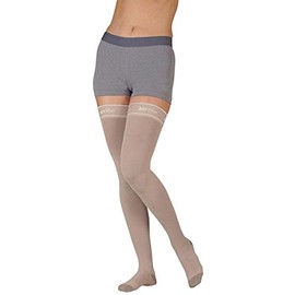 Silver Stocking 30-40 mmHg, Model 2061 (Size 2 Thigh High (ag) Open Toe Silicone Border, Silver)