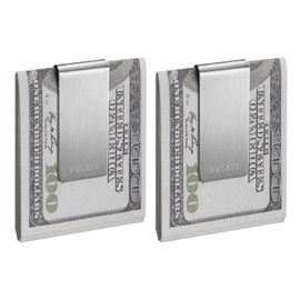 VULKIT Money Clip Stainless Steel Cash Holder EDC Accessories Men's Money Clips, Silver-2pcs, Slim