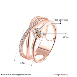 Rockyu Jewelry Brand Ladies’ Ring, 18k Sparkling, Stylish, Ring, Pink Gold Ring, Metal, cubic-zirconia