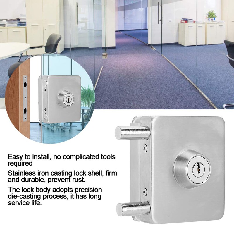 Glass Door Latch, Home Security Stainless Glass Door Lock No