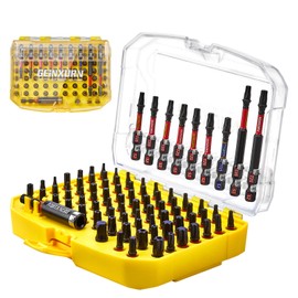 Geinxurn 83-Piece Impact Resistant Screwdriver Bits Set Torx / Security Torx T7-T40 Bit Set S2 Steel Magnetic 1/4 Inch Hex Shank Includes Bit Holder Socket Adapter with Yellow Storage Box