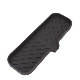 MicoYang Silicone Bathroom Soap Dishes with Drain Spout-Bathroom and Kitchen Sink Organizer,Sponge Holder,Dish Soap Tray,Perfect for Dispenser,Scrubber,Bottle,Cup on Sink or Counter-Coffee 12"×4"