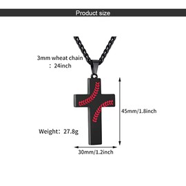 Cross Necklace for Men Women Stainless Steel Cross Pendant Necklace Black Cross Chain Necklaces Crucifix Pendant Necklace Religious Jewelry Gift for Christmas Birthady Thanksgiving Day 24 Inches
