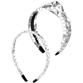 2 Pcs 70s Silver Disco Headband for Women, Halloween Costume, Fresh