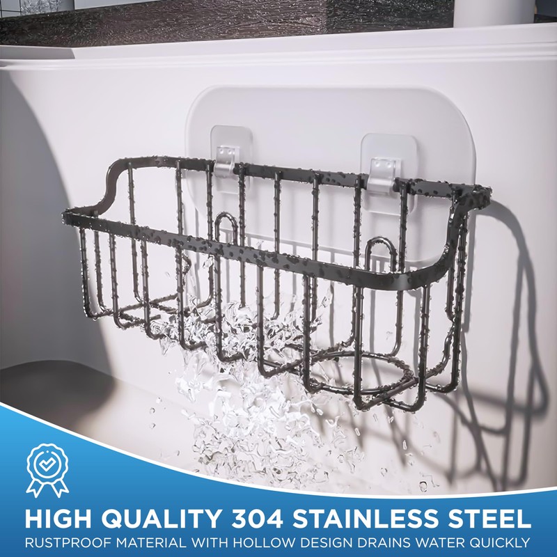 Sponge Holder for Kitchen Sink: 2-in-1 Kitchen Organizer for a