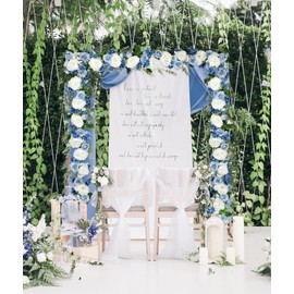 Lvydec 2 Pack Artificial Peony Flower Garland - 6ft Silk Peony Red Flower Garland Arch Flower Vine for Wedding Party Table Decoration(Blue and White)