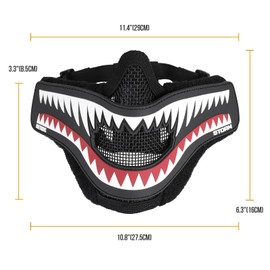 OneTigris X Storm Airsoft Mask Foldable Mesh Mask with Removable Shark Jaw Morale Patch, White