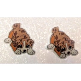 Australian Shepherd Dog Red Playful Teeny Tiny Flat Acrylic Stud Earring Jewelry