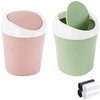 2 count Plastic Mini Wastebasket Trash Can with 120 Trash