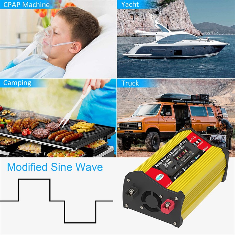 300W Sine Waves Power Inverter 12V to 110V/220V Converter with
