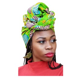 Dupsie's Bright Green Multicolor African Print Headwrap One Size