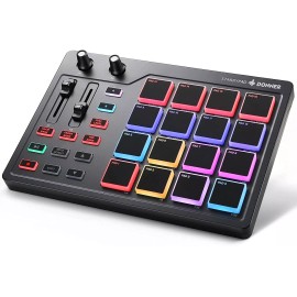 Donner  Donner USB MIDI Controller Beat Maker 16 Beat Pads 2 Fader Knobs Drum Machine