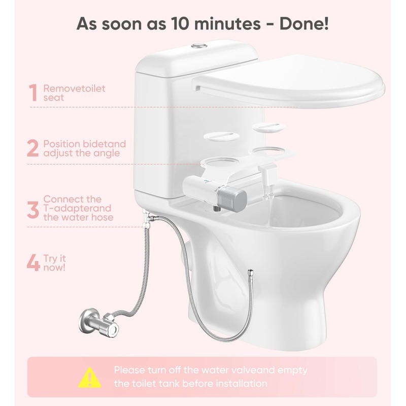 Bidet Attachment for Toilet Seat, Adjustable Fresh Cold Water Pressure
