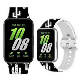 LIKLNAPQ Compatible with Galaxy Fit3 Band for Women&Men, Soft Silicone Replacement Straps Adjustable Sport Wristbands for Galaxy Fit 3 SM-R390 Smartwatch(Black White Western Cactus)