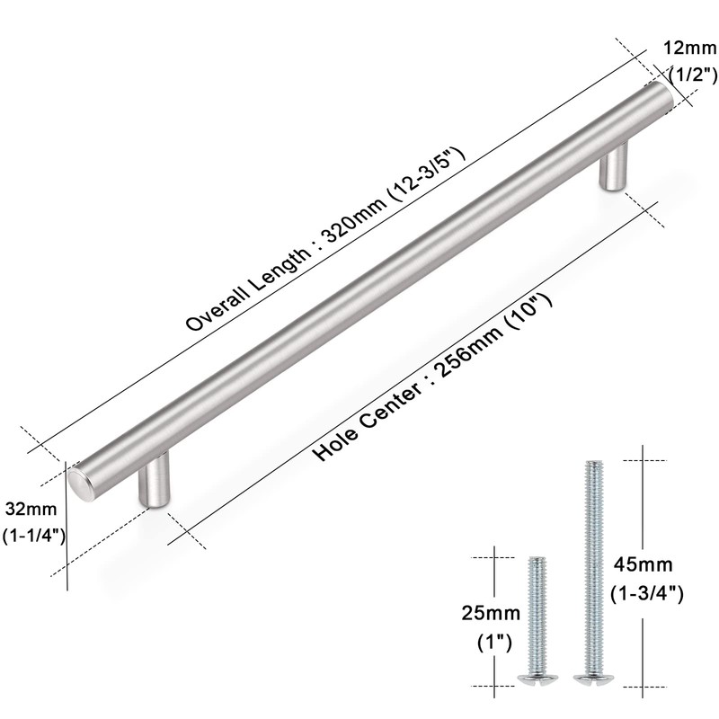 Probrico 10 Pack 10 Inch Hole Centers Brushed Nickel Cabinet