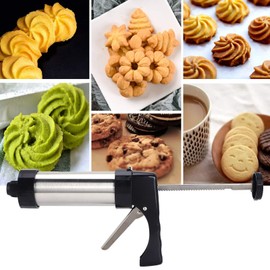 Zerodis Kit de Prensa para Galletas, Kit de Pistola para Galletas para Hacer Galletas Y Decoración con 8 Discos de Acero Inoxidable para Galletas Y 8 Boquillas para Uso en la Cocina
